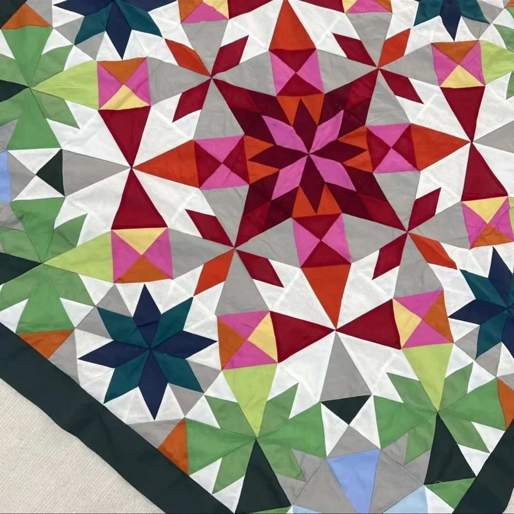 Handmade Winter Dream Stars Baby Quilt Top 47x47